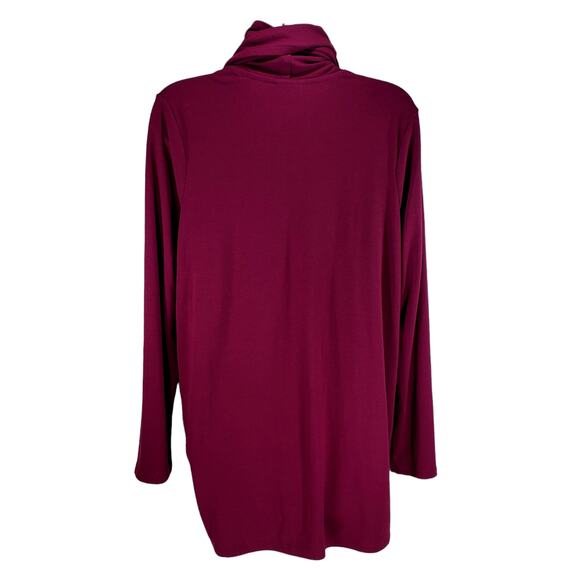 Pure Jill J Jill Draped Cardigan M Women Burgundy Wine Red Long Sleeve Neck Wrap - Picture 9 of 9